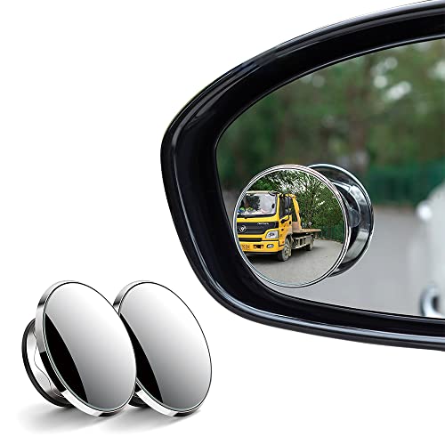 2Pack Car Blind Spot Mirror,HD+Ultra Wide Angle Car Mirror Blindspot Mirror with 9D Glass,360° Adjustable Side View Mirror Blindspot Fit for Cars,Trucks,SUV,RV (Black/2pcs)