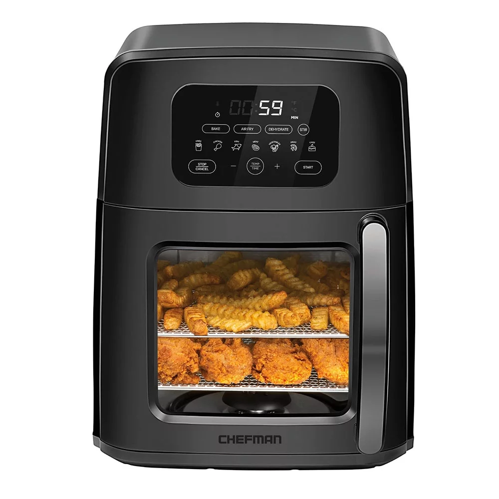 Chefman Auto-Stir Air Fryer Convection Oven, Large 12-Quart, Rotisserie, Bake, Touch Control