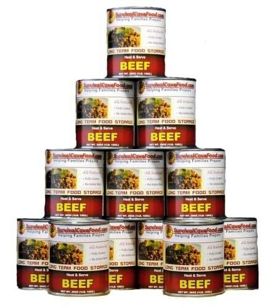 Survival Cave USDA Approved Emergency Survival Food Long Storage Gourmet Ready to Eat Beef 14.5 oz / Can-12 cans