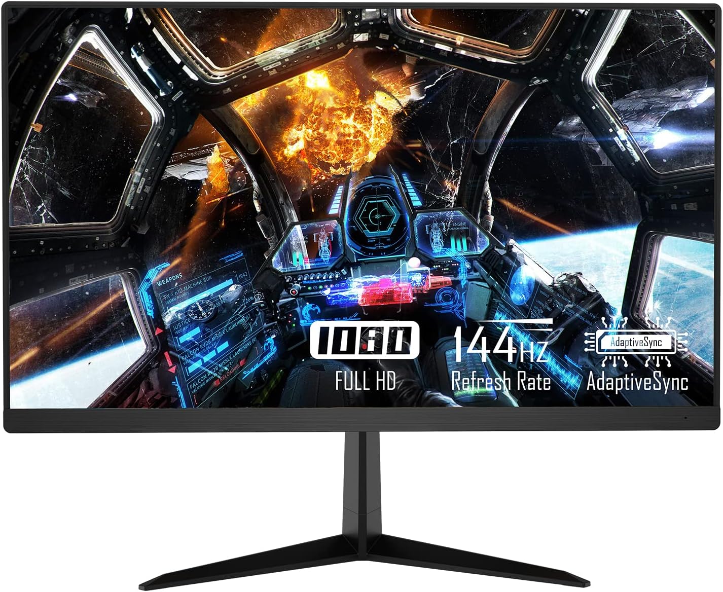 Fiodio 22” 144Hz 1920 x 1080p Full HD Flat Computer Monitor with HDMI Display Ports, Adjustable Tilt, Free-Tearing Eye Care Monitor for Home Office and Gaming (DP Cable Included), Black (C2B2G)
