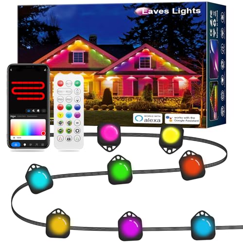 Smart Permanent Outdoor Lights, RGB+IC Eaves Light for House, LED Lights Outside with 16 Million DIY Colors, DIY Scene Modes,Music Sync Patio Light for Halloween Christmas Holiday Daily Decorations