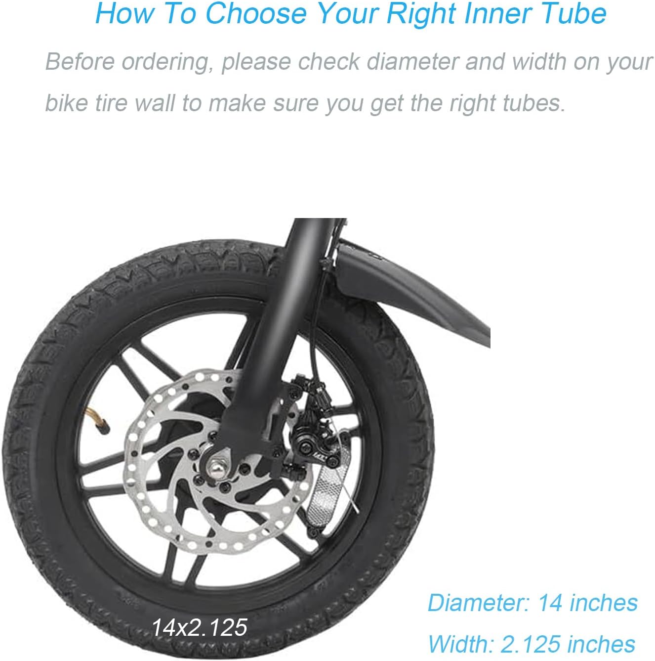 2Pcs 14x2.125 Bike Inner Tire Tubes with Bent Schrader Valve, Replacement Bicycle Tubes for 14 Inches Electric Scooters and Ebike