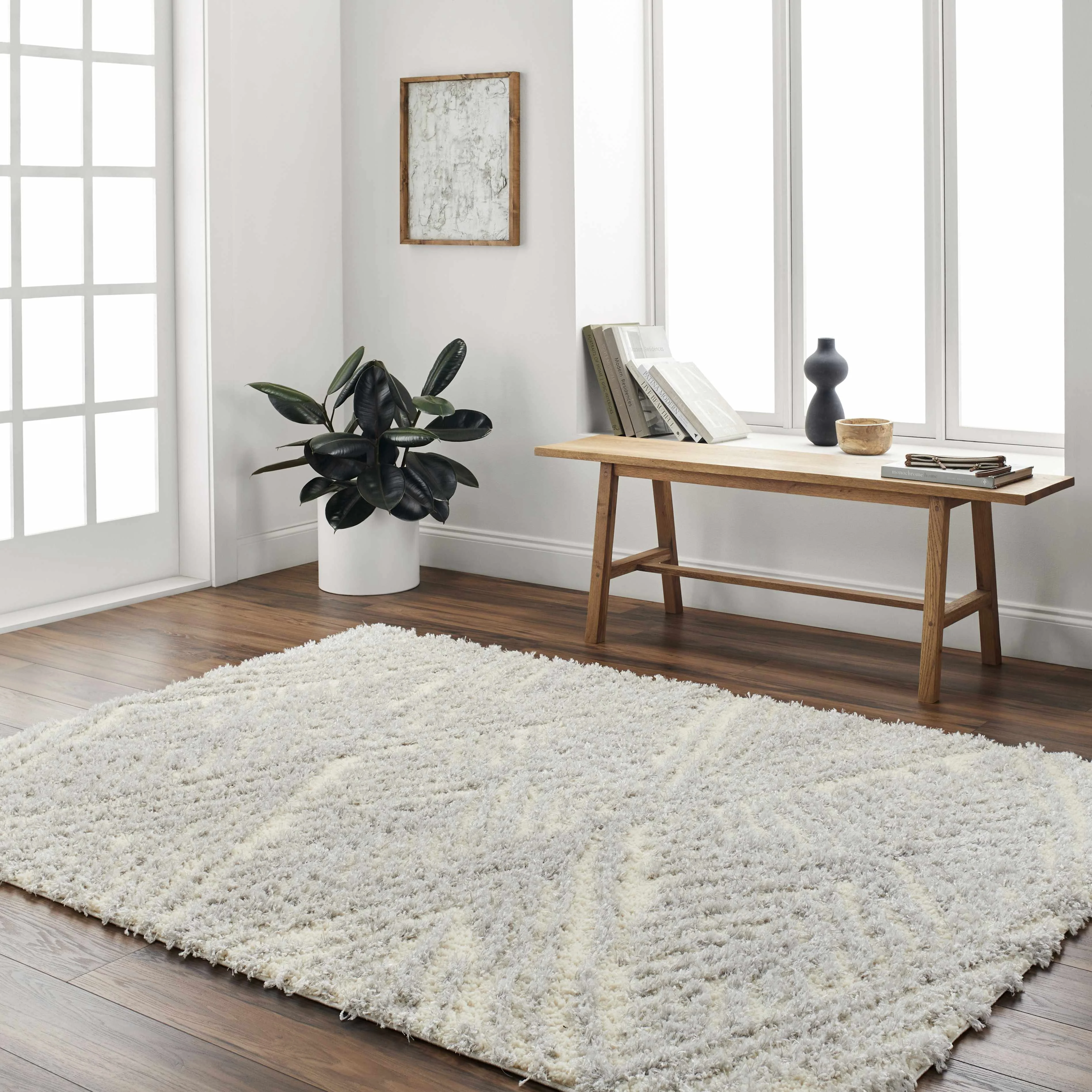 Hauteloom Ioana Living Room, Bedroom Area Rug - Plush Pile - Gray, Brown - 5'3
