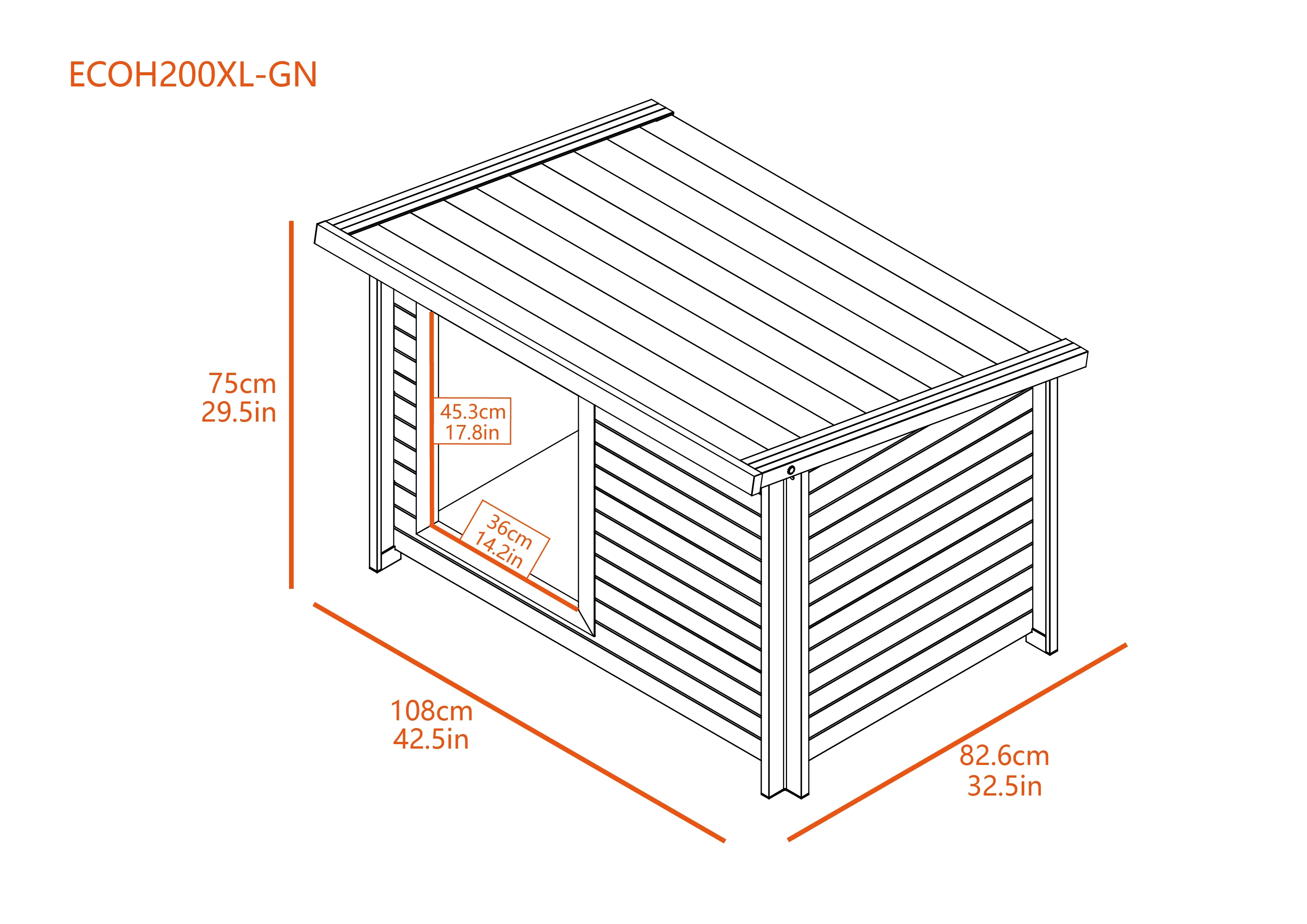 Rustic Lodge Dog House -X-Large - Gray