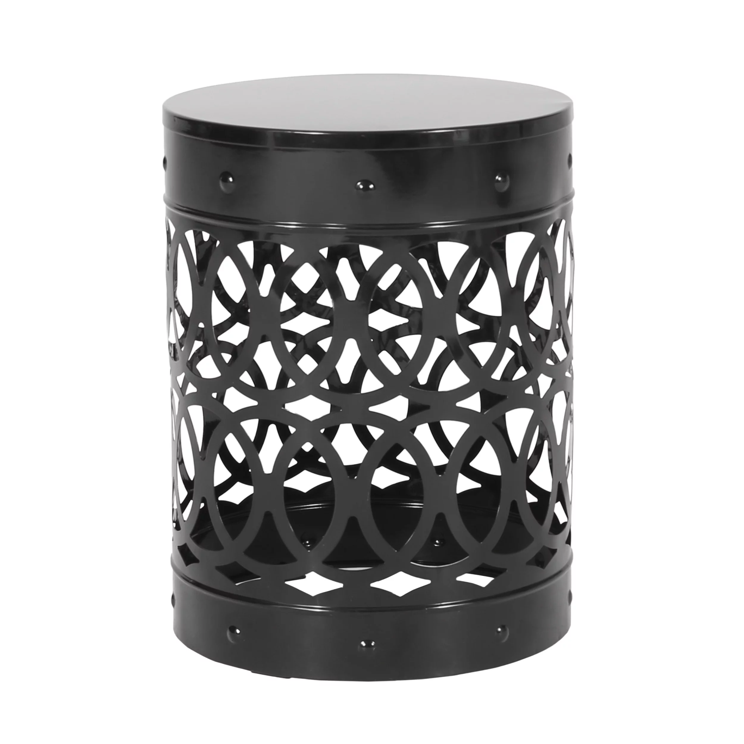 GDF Studio Pellerin Outdoor 18 inch Metal Side Table, Black