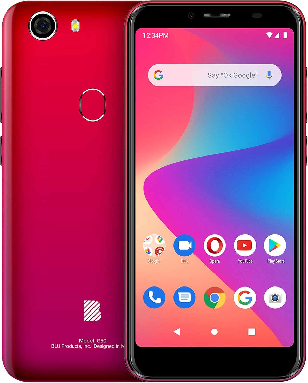 BLU G50 | 2021 | All Day Battery | Unlocked | 5.5” HD+ Display | 32 GB | 13MP Camera | US Version | US Warranty | Red