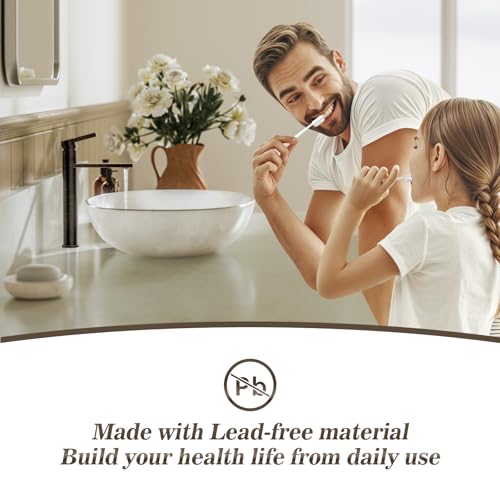 Phiestina Brushed Gold One Hole High Bathroom Vessel Sink Faucet, Single Hole Single Handle Tall Bathroom Faucet, with Pop Up Drain and Water Supply Line,FH01-BG-V