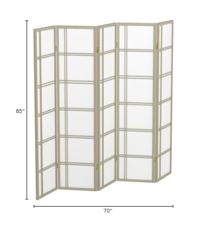 Red Lantern 6 ft. Tall Double Cross Shoji Screen-Grey-3 Panels Room Divider