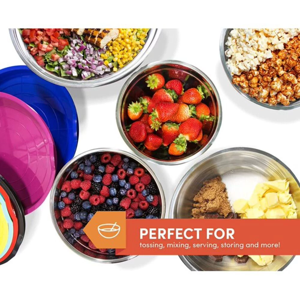 Elite Home Fashions Silicone/Stainless Steel Mixing Bowl Set 12 Pieces