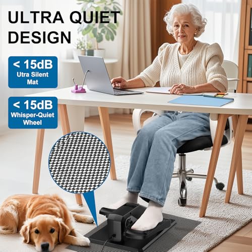 VIVURN® 018 Under Desk Elliptical Machine 5 Modes 12 Speeds Low Impact Mini Electric Leg Exerciser As Seen on TV While Sitting for Seniors with Non-Slip Mat Quiet & Portable for Home and Office