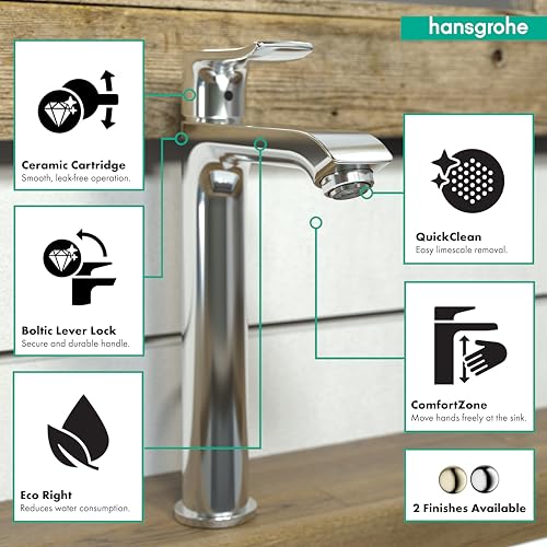 hansgrohe Metris Modern Timeless Easy Clean 1 1-Hole Bathroom Sink Faucet in Brushed Nickel, 31183821