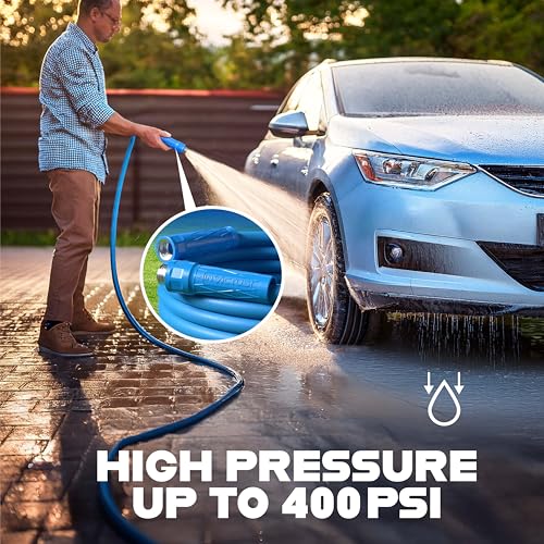 INVICTUS Garden Hose 50Ft x 5/8 in. Sprayer Nozzle Included, 2-Layer Heavy Duty Drinking RV Water Hose 50 Ft, Flexible, Lightweight, NON Expandable, Kink Resistant, Easy Connect Fittings, 400 PSI