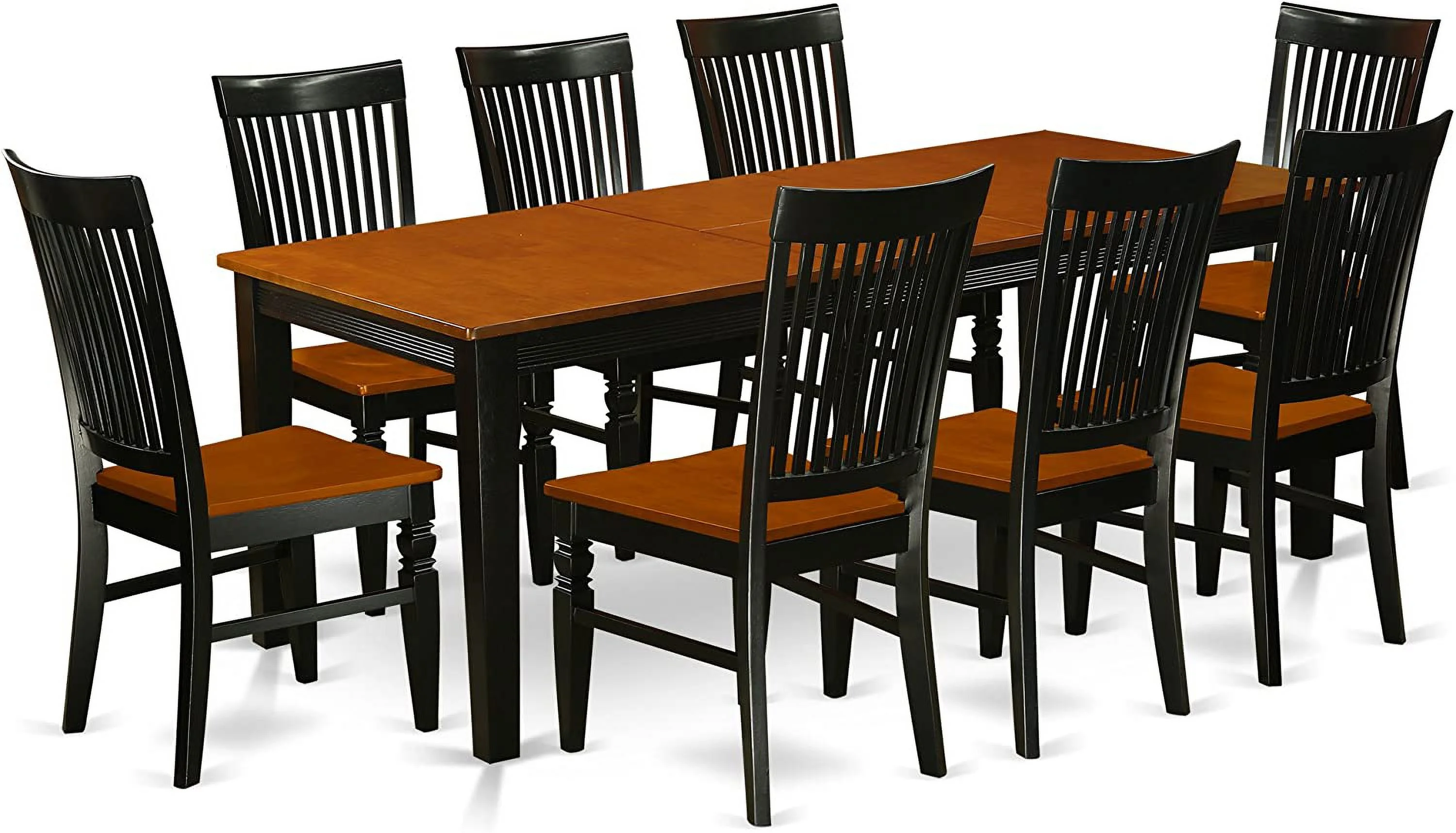 East West Furniture LGWE9-BCH-W Kitchen Table Set with a Dining Table & 8 Wood Seat Dining Chairs, 9 piece - Black & Cherry