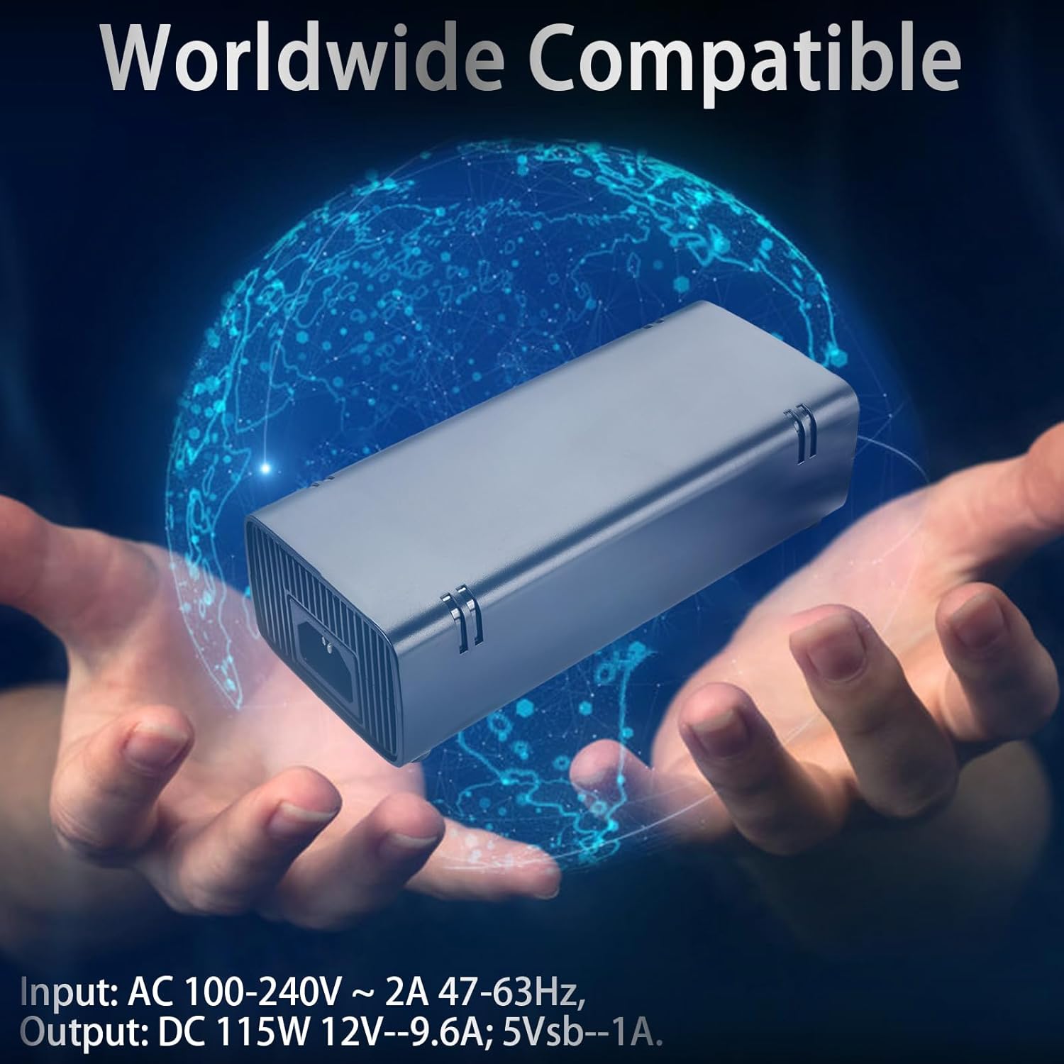 Power Supply for Xbox 360 E, Power Supply Brick with Power Cord, AC Adapter Power for Microsoft Xbox 360 E Console, 100-240V