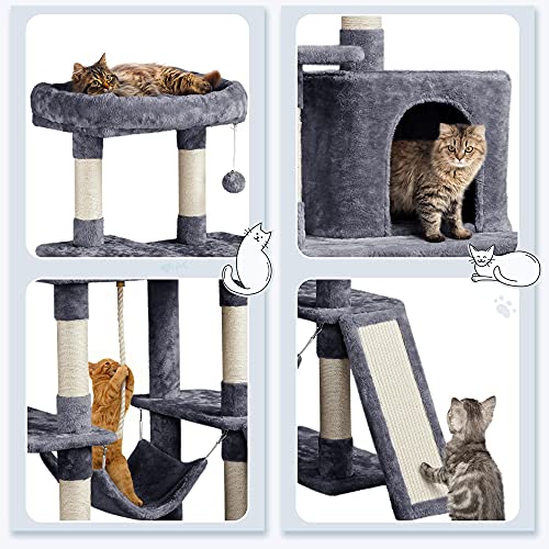 Yaheetech Cat Tree Cat Tower, 63in Multi-Level Cat Tree for Indoor Cats, Tall Cat Tree w/Sisal-Covered Scratching Posts & Condo, Cat Furniture Activity Center for Cats Kitten, Black, L