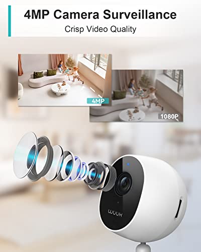 WUUK 4MP Indoor Security Camera, Pan Tilt Cam for Baby Monitor, Wi-Fi Home Security Pet Camera for Dog or Cat, Motion Detection & Tracking, Night Vision, 2-Way Audio, Compatible with Alexa & Google
