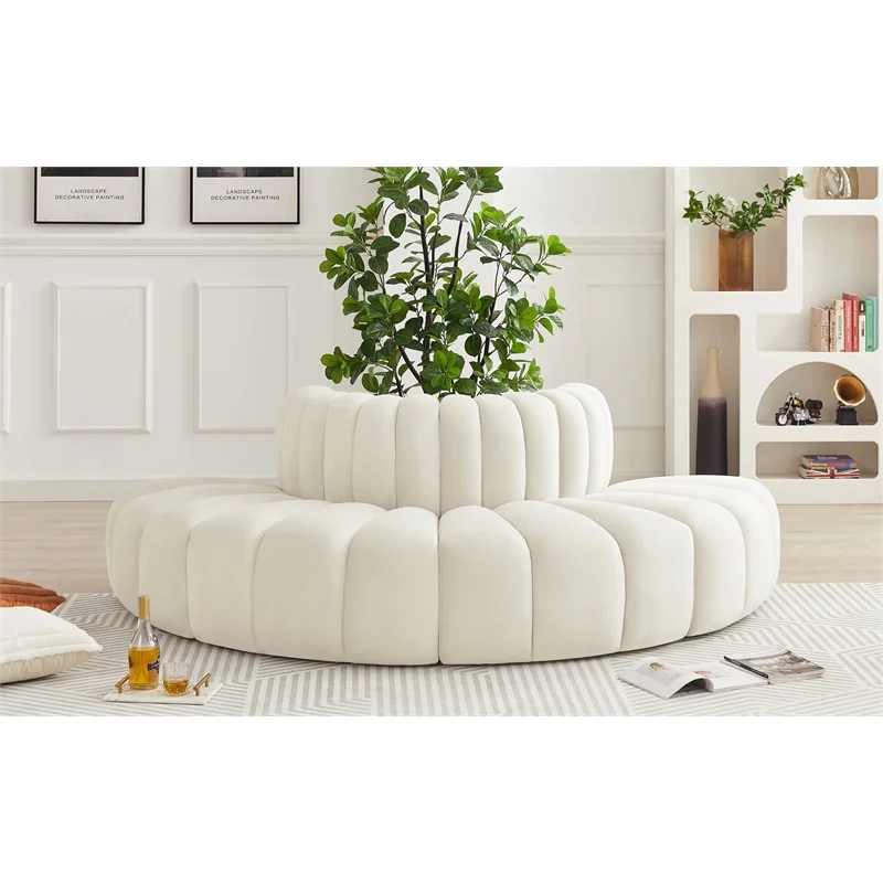Meridian Furniture Arc Cream Velvet Modular Sofa