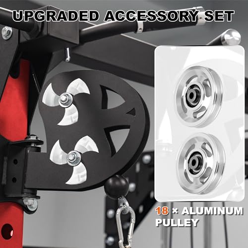 Smith Machine Home Gym with Aluminum Pulley Set - 2000lbs Capacity All-in-One Power Rack with Cable Crossover, Pull-Up Bar & Dip Station, Includes 18 Attachments, P107 Anvil