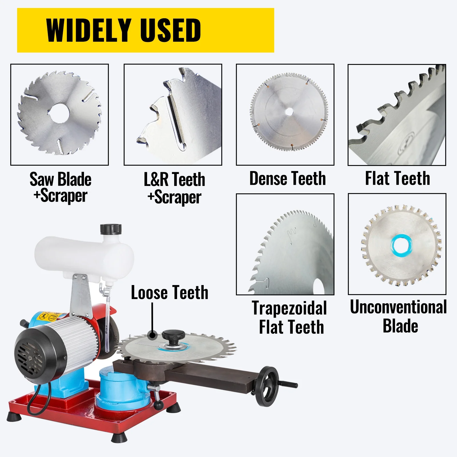VEVOR Round Circular Saw Blade Grinder Machine 110V 370W Rotary Angle Mill Sharpener 125mm Electric Saw Blade Sharpener Machine for Sharpening Carbide Tipped Saw Blades (W/Water Tank)