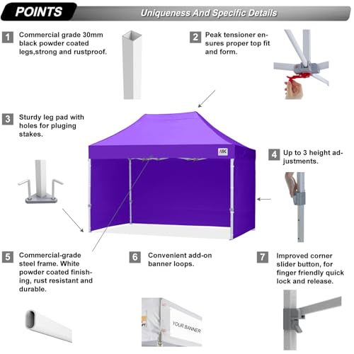 ABCCANOPY Easy Pop Up Canopy Tent with Sidewalls 10x10 Commercial -Series, White
