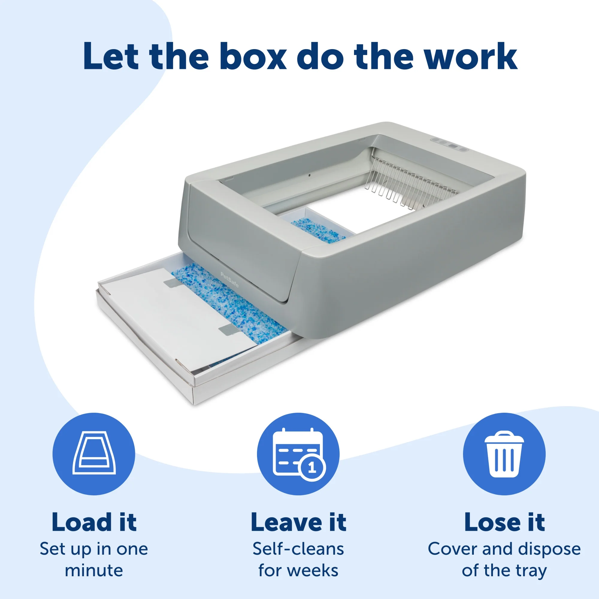 PetSafe ScoopFree Crystal Smart Front-Entry Self-Cleaning Cat Litter Box, Phone App Connected, Gray