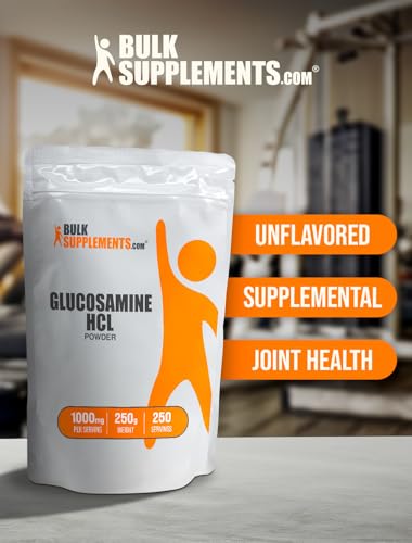 BulkSupplements.com Glucosamine HCl Powder - Glucosamine 1000mg, Glucosamine Supplement, Glucosamine Powder - Gluten Free, 1000mg per Serving, 500g (1.1 lbs) (Pack of 1)