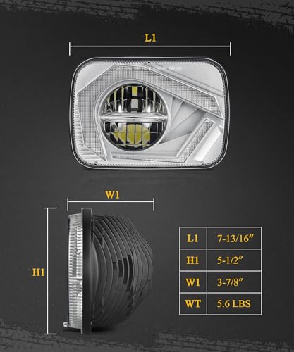 Partsam 2025 H6054 LED Headlights 7x6 5x7 Headlamp Hi/Low Sealed Beam Lights [DOT] [Start & End Animation] [Anti-glare] [DRL] [Sequential Turn Signal] Compatible with Cherokee XJ Wrangler YJ D21 etc