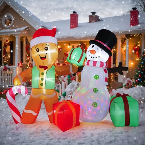 COOLWUFAN 6 FT Christmas Inflatables Santa Claus with Gifts Bag, Christmas Inflatables Outdoor Decorations, Built-in LED Lights Holiday Blow Up Yard Decoration Clearance for Yard, Holiday, Parties