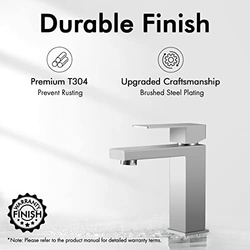 KES Vessel Sink Faucet, Black Bathroom Faucets, Tall Bathroom Faucets with Sink Drain with Overflow, L3156BLFF12-BK-C1