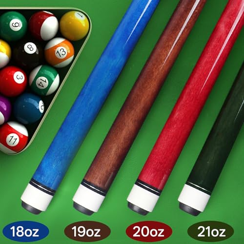 Pool Cue, 4 Pcs Pool Cue Stick 18 19 20 21 oz 4 Sets Cue Sticks 58 inch Pool Cues Adult Canadian Maple Wood Billiard Stick