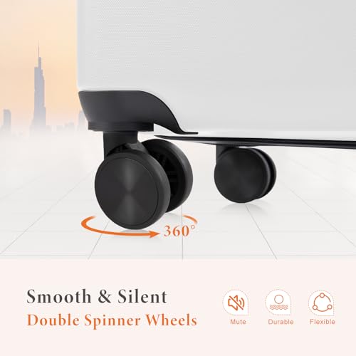 Sweetcrispy Carry on Luggage, Hard Shell ABS, Double Spinner Wheels Lightweight Suitcase TSA Lock, Navy Blue, 24 Inch