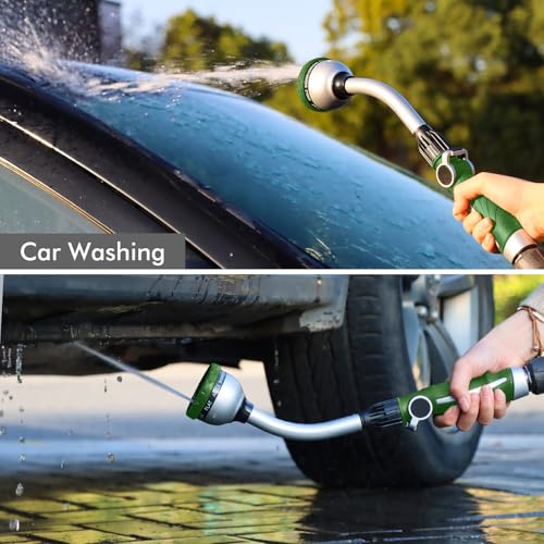 RESTMO Watering Wand Heavy Duty, Metal Garden Hose Wand with 10 Spray Patterns, 15-Inch Long Hose Nozzle Sprayer with Thumb Flow Control, Ideal to Water Hanging Baskets and Shrubs