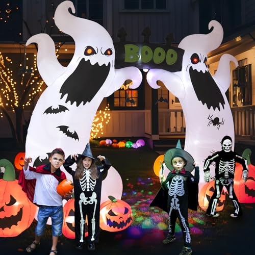 8ft Bat Pumpkin Row Stand Halloween Inflatable Outdoor Decoration, Yard Decorations with LED Lights for Outdoor Lawn, Garden, Home Holiday Party