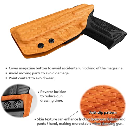 Ruger Security 9 Holster IWB Kydex Holster Custom Fit: Ruger Security 9 Pistol Case- Inside Waistband Carry - Adj. Cant Retention - Cover Mag-Button - No Wear - No Jitter