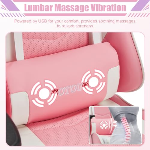 ECOTOUGE PC Massage Gaming Chair with Footrest Ergonomic Office Desk Chair Racing PU Leather Recliner Swivel Rocker with Headrest and Lumbar Pillow, Blue