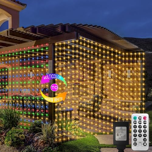ZAIYW Curtain Lights 600 LED 20Ftx10Ft, Dual Color Changing Curtain Fairy Light Connectable with Timer Remote Waterproof for Bedroom Wedding Party Garden Outdoor Decor (Warm White & Multicolor)