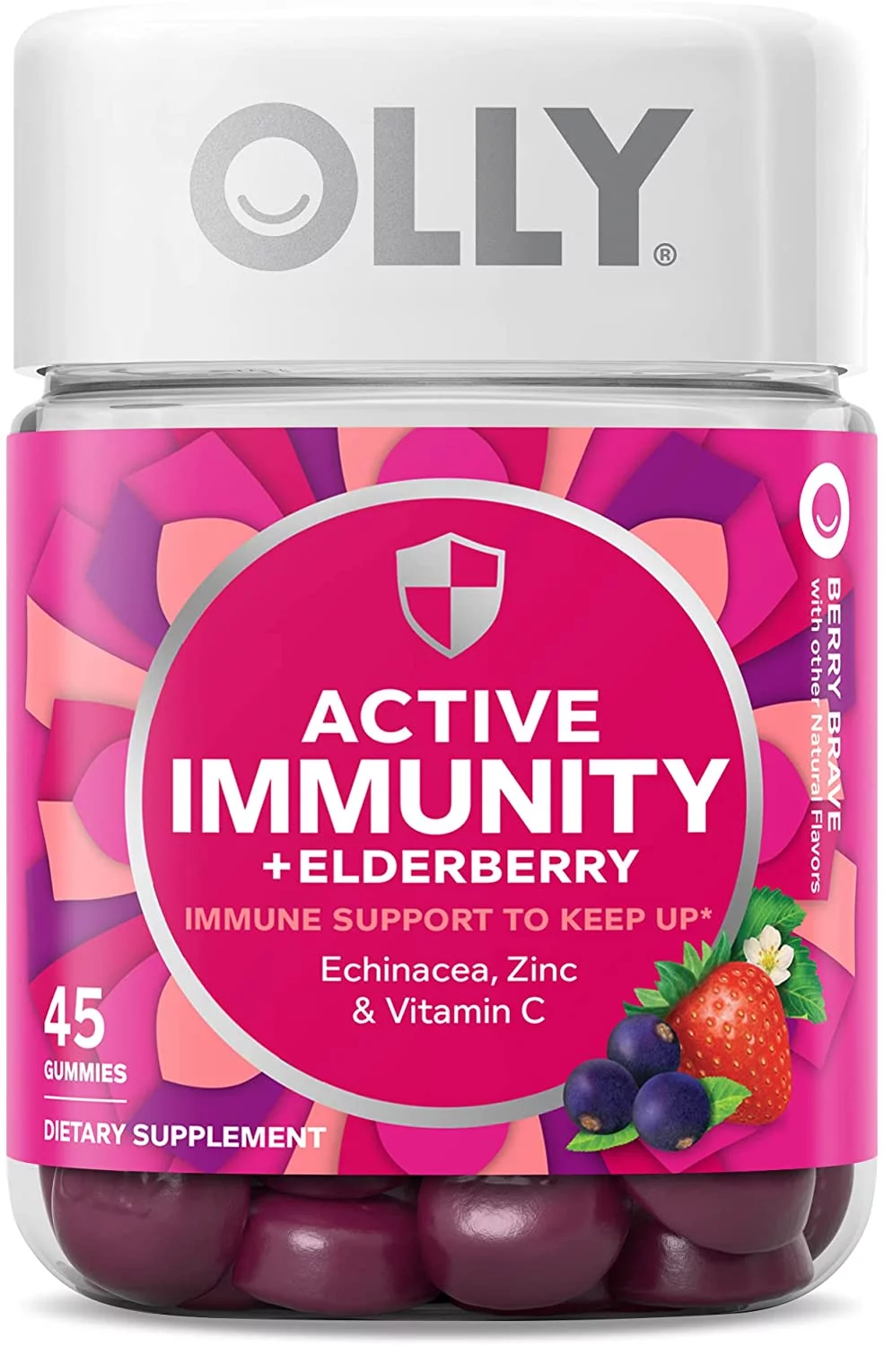 Olly Active Immunity + Elderberry Support Gummies Berry Brave -- 45 Gummies