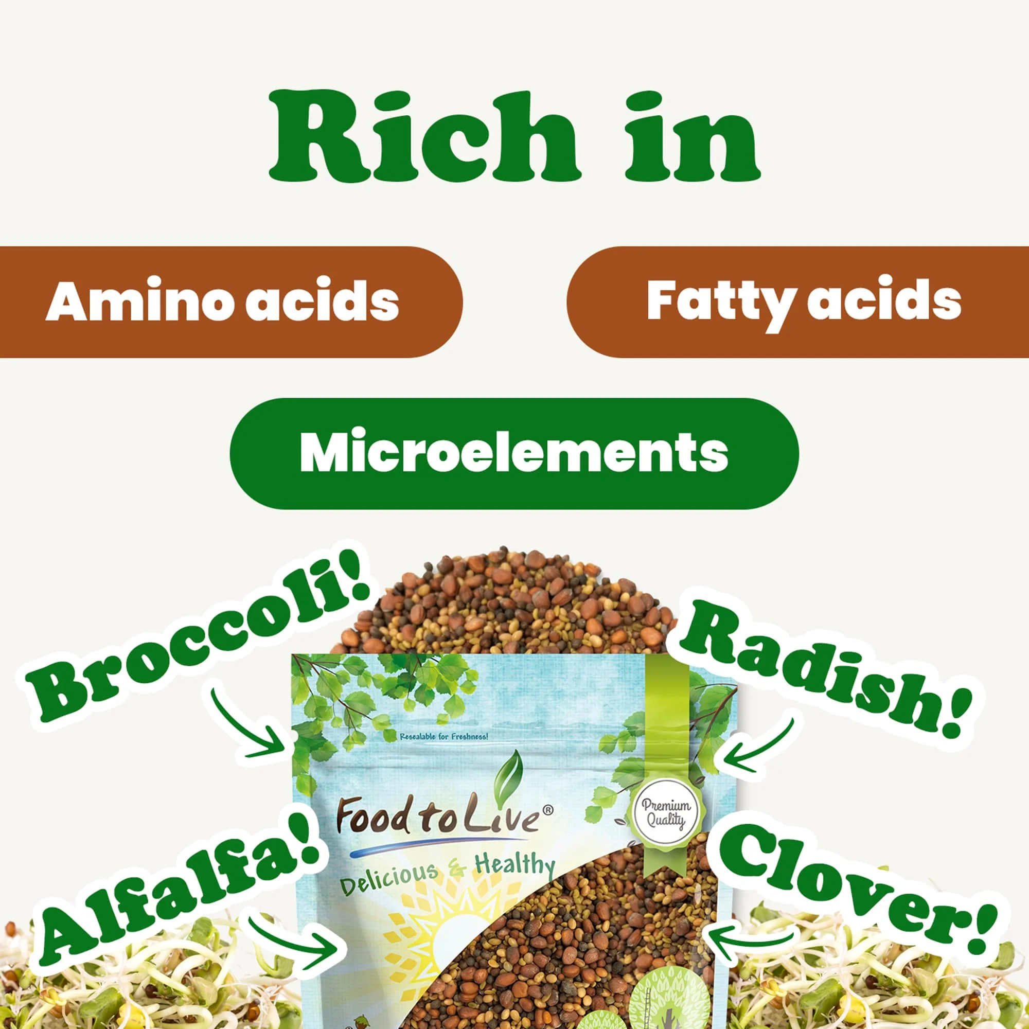 Salad Mix of Sprouting Seeds, 5 Pounds ? Sproutable, Kosher, Raw, Vegan ? by Food to Live