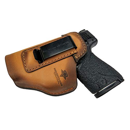 Relentless Tactical The Defender Leather IWB Holster | Made in USA | Fits Glock 17 19 19X 22 26 43 43X 45 | Taurus GC3 | S&W M&P Shield | Canik TP9 Elite | Sig P229 | Plus All Similar Sized Handguns