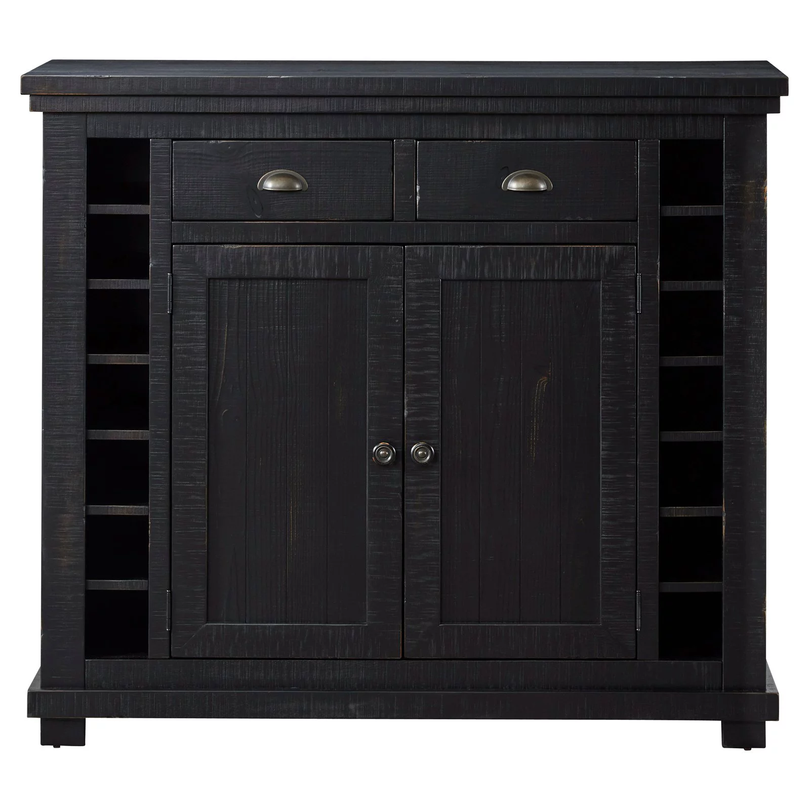 Progressive Furniture Willow Wood Wine Rack Server in Distressed White