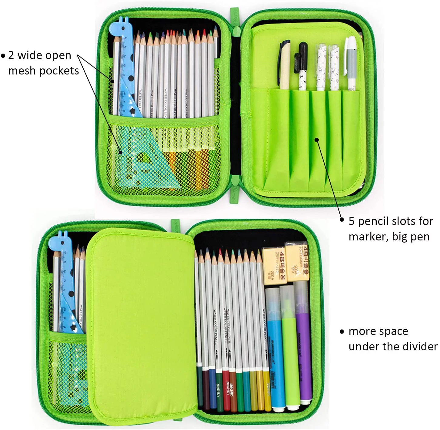 Minecraft Pencil Case, 4 Pixelated Pencils, Drawstring Backpack, 1 Gamer Eraser, 50 Stickers and 16oz Minecraft Creeper Zak Water Bottle