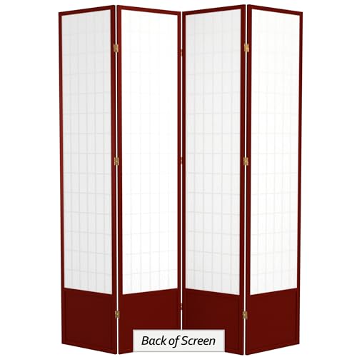 Red Lantern 7 ft. Tall Window Pane Shoji Screen-White-3 Panels Room Divider