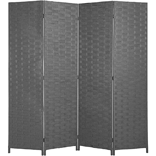 Wood Mesh Woven Design 4 Panel Folding Wooden Screen Room Divider