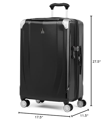 Travelpro Pathways 3 Hardside Expandable Luggage, 8 Spinner Wheels, Lightweight Hard Shell Suitcase, Carry On 21 Inch, Black Knight