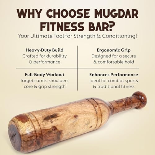 KNK MUGDAR FITNESS BAR INDIAN CLUB MUDGAR BHEEM MACE SHOULDER EQUIPMENT MEEL KARLA KATAI MUGDAL FITNESS DURABLE WOODEN EQUIPMENT