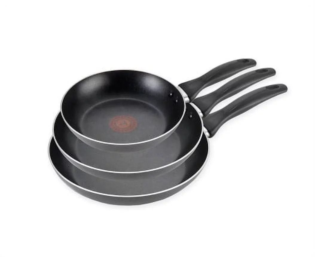 T-fal Pure Cook Nonstick Aluminum 3-Piece Fry Pan Set in Black