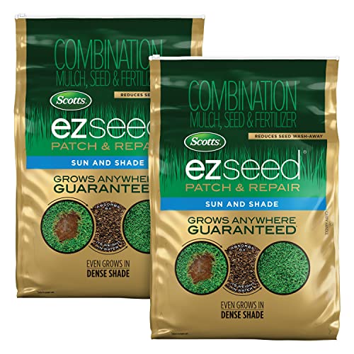 Scotts EZ Seed Patch & Repair Tall Fescue Lawns - 10 lb., Combination Mulch, Seed, and Fertilizer Mix with Tackifier, Repairs Bare Spots, Covers up to 225 sq. ft.