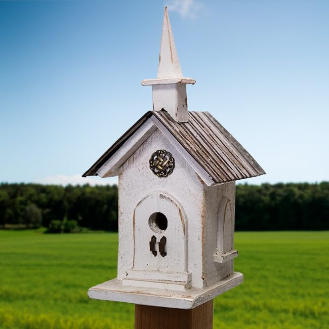 Nature Creations Country Chapel Bird House, White