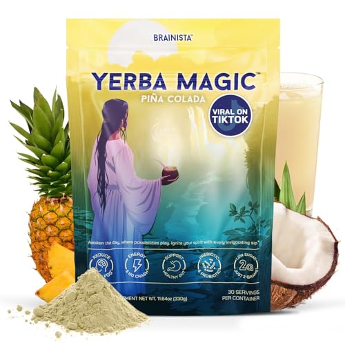 Yerba Mate Instant Tea Powder, 3-in-1 Super Drink - Clean Energy, Brain Fog Buster, and Gut Health Powered by Nootropics, Prebiotics and Probiotics | Yerba Magic Pina Colada 30 Servings