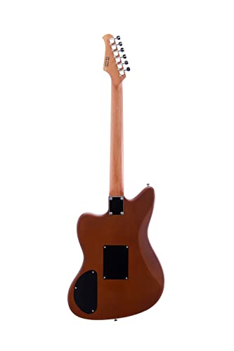 IYV 6 String Hollow-Body Electric Guitar, Right, Satin Brown (IJGAP-300)